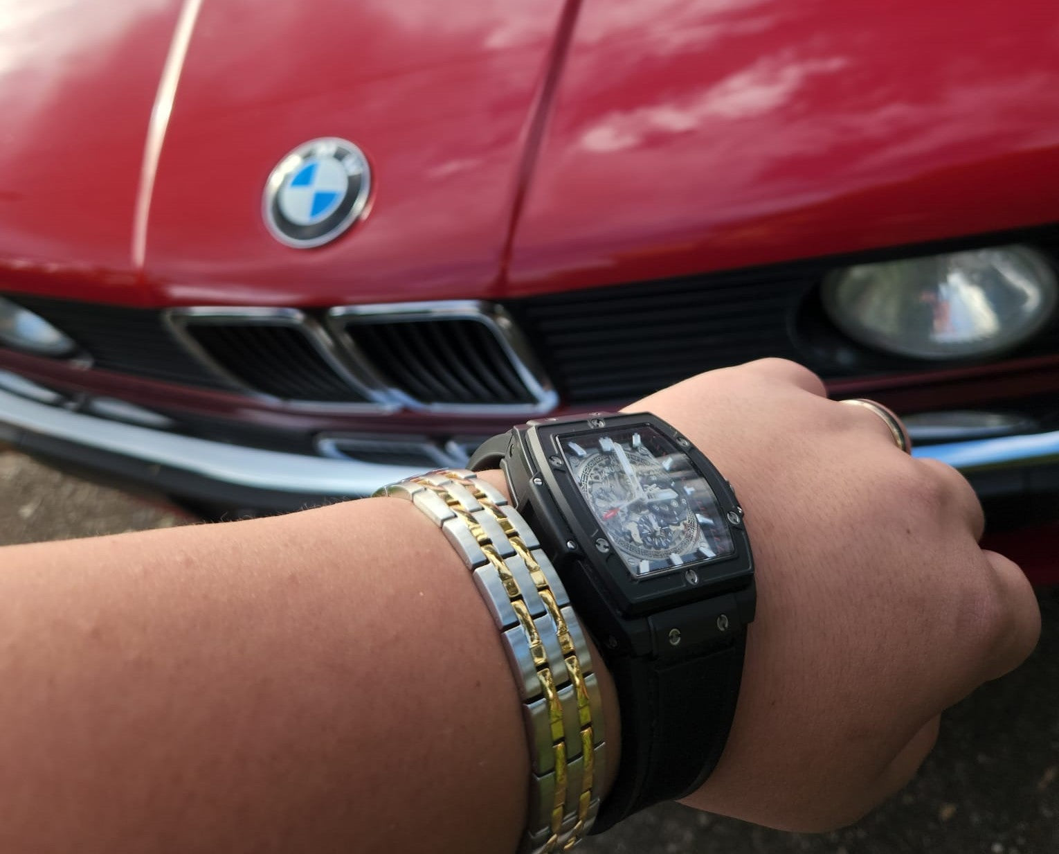 Men's Silver/Gold Double Trim Bracelet - Display Image