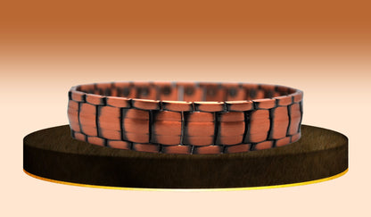 Main view of 'THE COOPER' Unisex Copper Bracelet, showcasing the strength of copper as a conductor of energetic and ethereal positivity. This unique bracelet combines traditional symbolism with innovative technology, offering a powerful combination of healing properties within a stunning unisex design.
