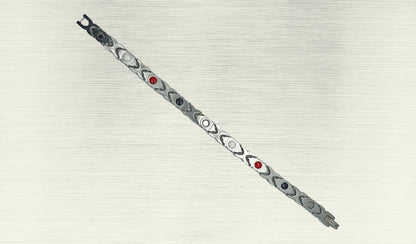 Back view of 'THE SOPHIA' Women’s Silver Pink Crystallized Filigree Bracelet, revealing the craftsmanship and the secure clasp. Each filigree link is meticulously crafted for durability and comfort, ensuring a secure and comfortable fit. This perspective provides a comprehensive understanding of the delicate beauty and glamorous nature of the bracelet.